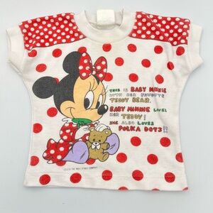 Vintage 80s Walt Disney Minnie Mouse T Shirt Toddler ?24 Months Polka Dot Bow